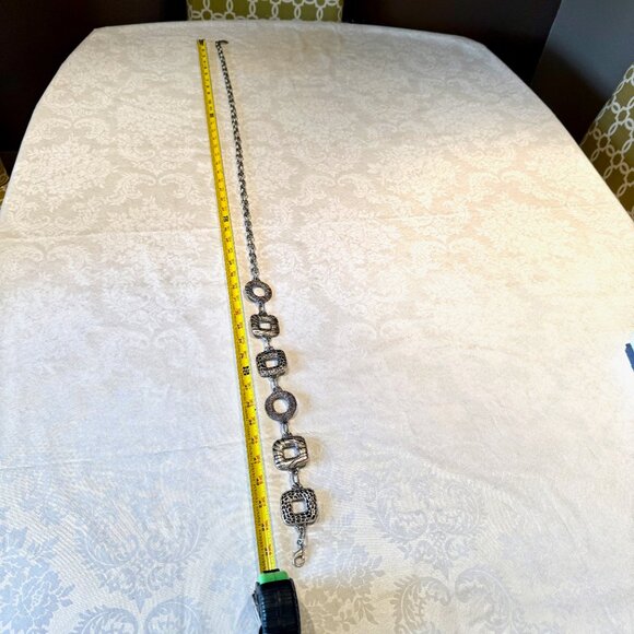 Women’s Vintage Silver Antiqued Metal Chain Belt - M/L - Picture 7 of 10